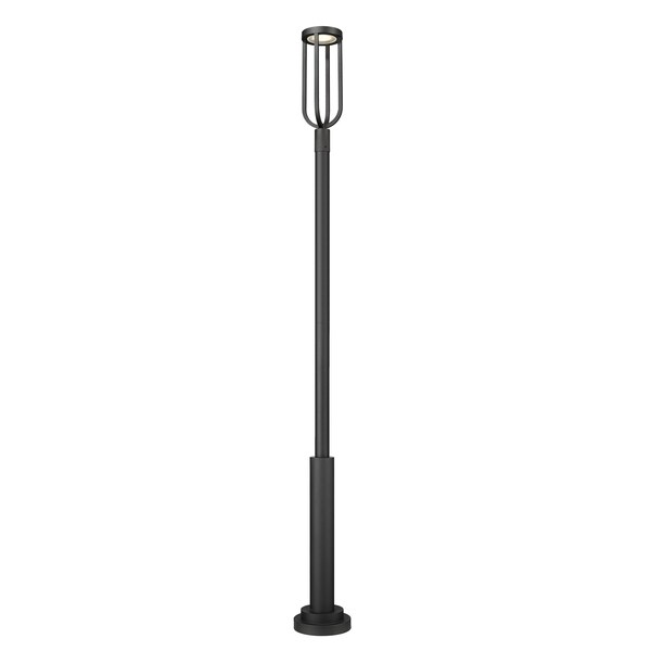 Z-Lite Leland Outdoor Post Mounted Fixture, 1-Light, 12 In.W x 118.25 In.H, Sand Black/Sand Blast 5005PHB-5010P-BK-LED - main